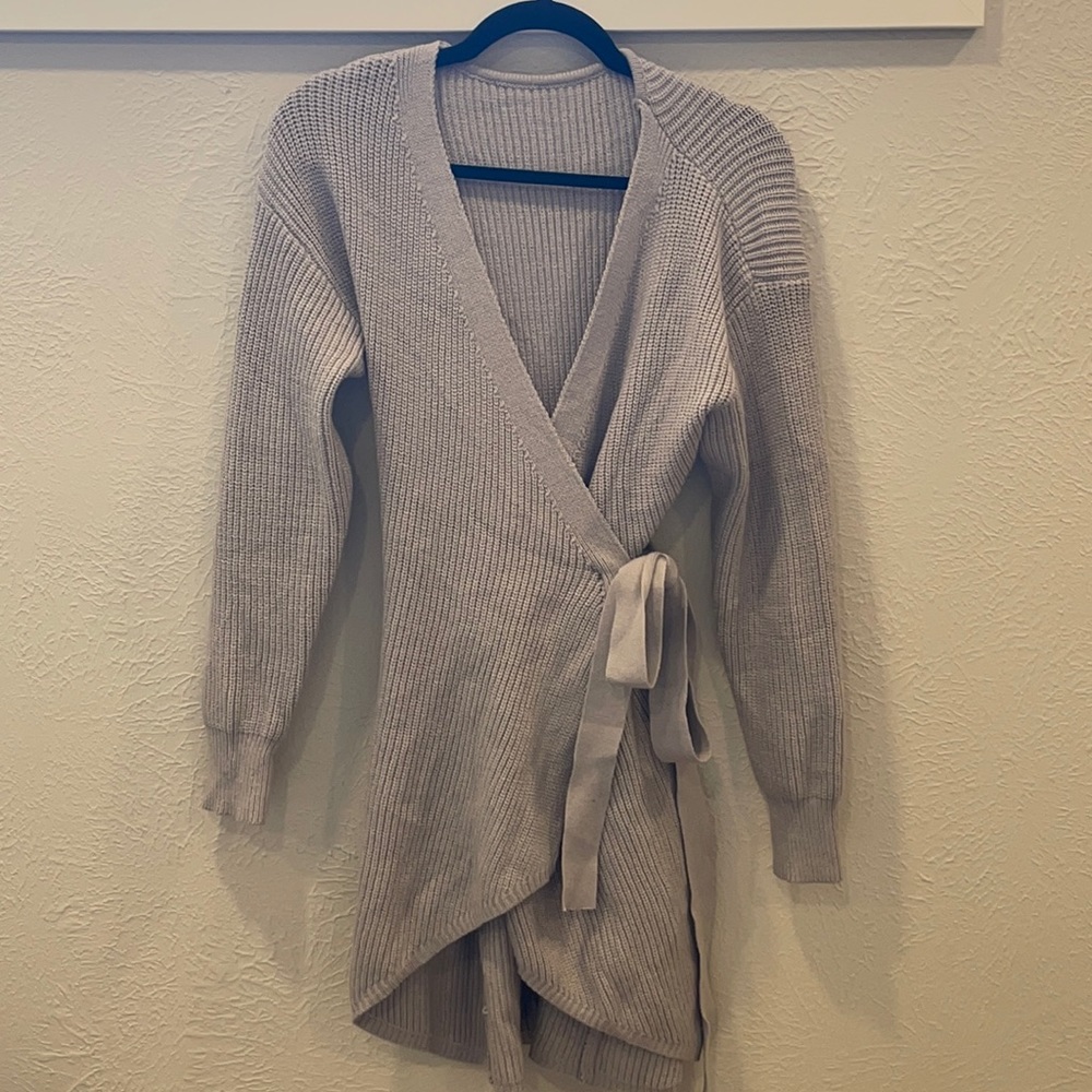 Grey sweater wrap dress